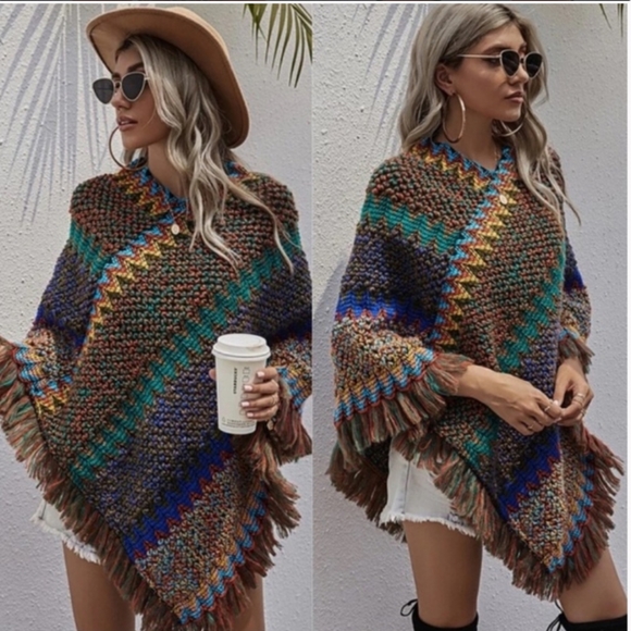 BOHO Poncho Wrap Shawl PERFECT FOR ALL SEASONS - Picture 2 of 5